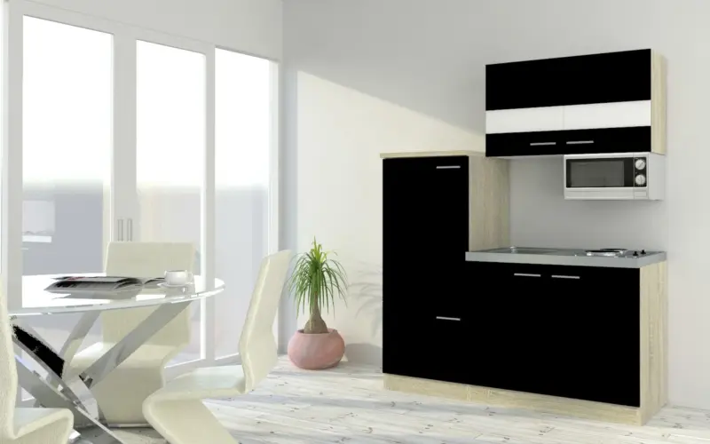 Küchenblock in Schwarz inkl. E-Geräte 'Economy'