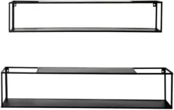 Wandregalset aus Metall in Schwarz, 2 Stück