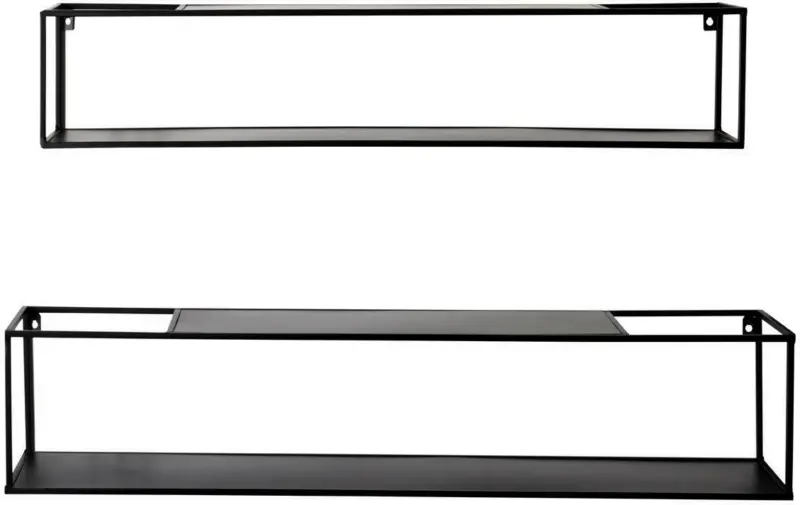 Wandregalset aus Metall in Schwarz, 2 Stück