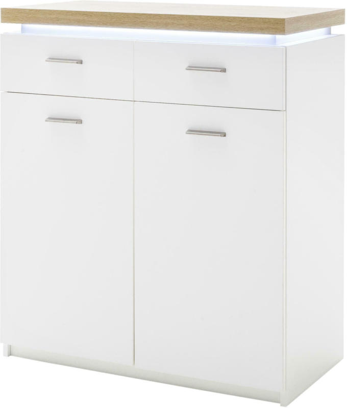 Schuhschrank in Weiß/Eichefarben