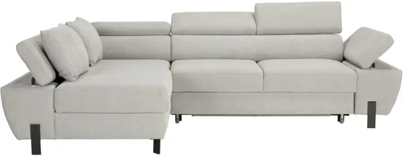 Wohnlandschaft in Hellgrau mit Schlaffunktion