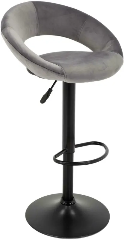 Barhocker aus Samt in Grau/Schwarz