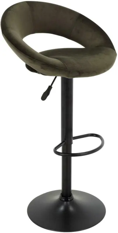 Barhocker aus Samt in Olivgrün/Schwarz