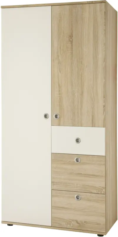 Kleiderschrank Wiki 90 cm Eiche Dekor/Wei&szlig;