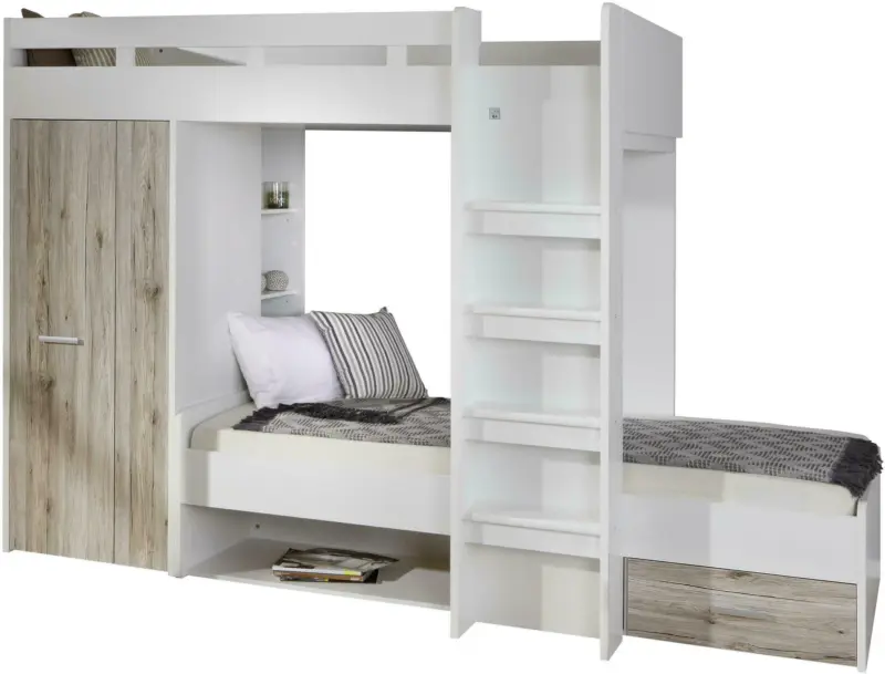 Etagenbett in Weiss/ Eichefarben 'Maxi'
