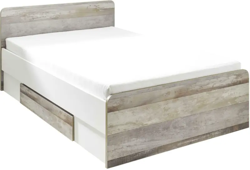 Stauraumbett in Braun/Grau/ Weiss 'Moon'