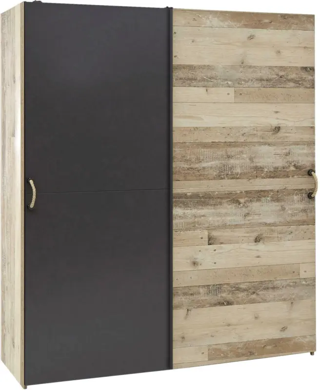 Schwebetürenschrank in Anthrazit/Fichte 'Merlin'