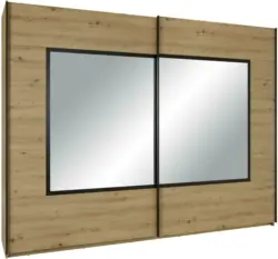 Schwebetürenschrank in Schwarz/Eichefarben