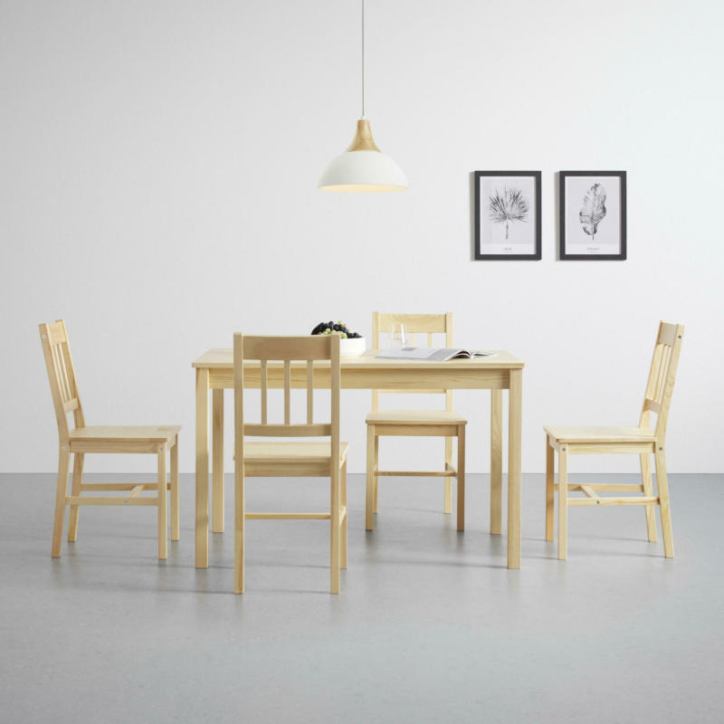 Tischgruppe 'Amira' inkl. Stühle, aus Kiefer