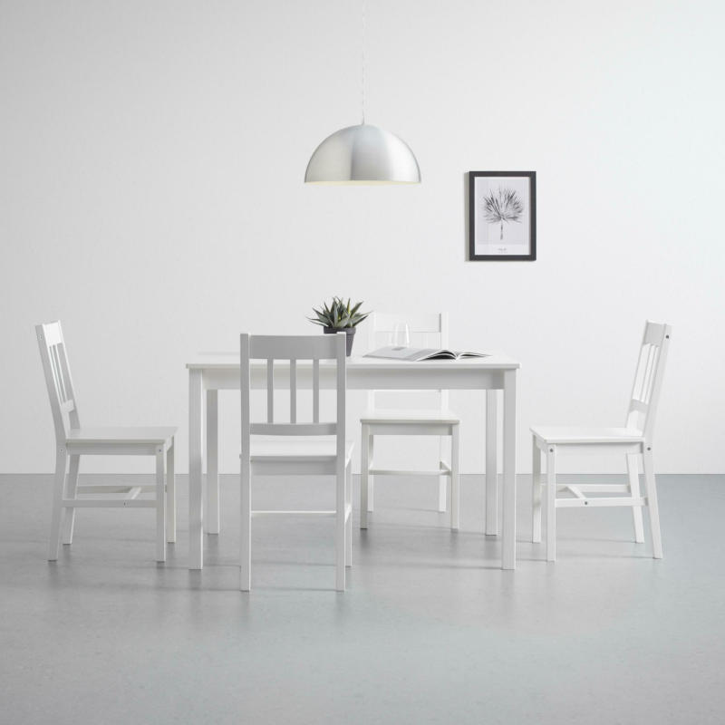 Tischgruppe 'Amira' inkl. Stühle, weiß