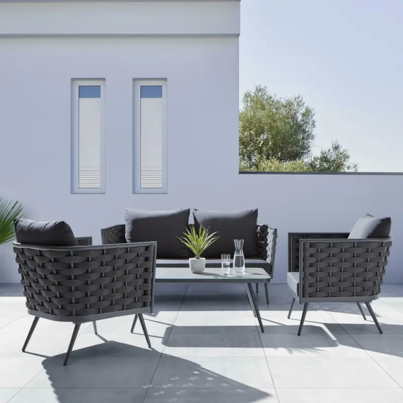 Loungegarnitur 'Gianni' inkl. Auflagen & Kissen, grau