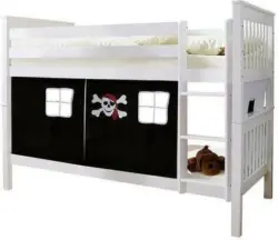 Etagenbett 'Sammy', aus Buche, schwarz/weiß