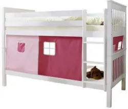 Etagenbett 'Sammy', aus Buche, rosa/hellrosa