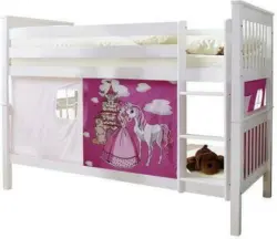 Etagenbett 'Sammy', aus Buche, wei&szlig;/pink