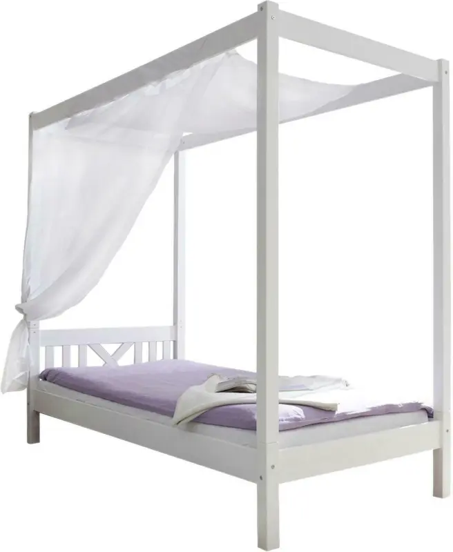 Himmelbett 'Laluna', aus Kiefer, weiß