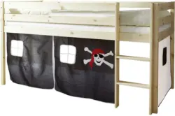 Spielbett 'Malte, aus Kiefer, schwarz/wei&szlig;/kieferfarben