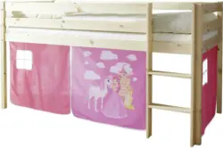 Spielbett 'Malte',aus Kiefer, kieferfarben/pink