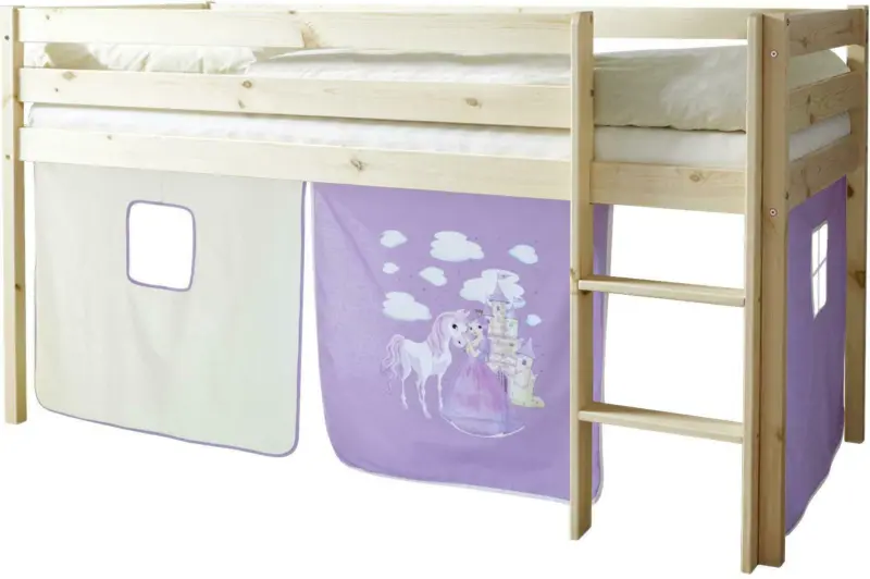 Spielbett 'Malte', aus Kiefer, kieferfarben/flieder