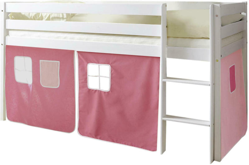 Spielbett 'Malte', aus Kiefer, rosa/weiß/hellrosa