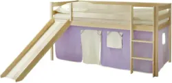 Spielbett 'Manuel',aus Kiefer, lila/kieferfarben/beige