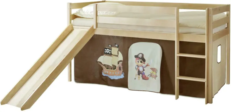 Spielbett 'Manuel',aus Kiefer, creme/kieferfarben/dunkelbraun