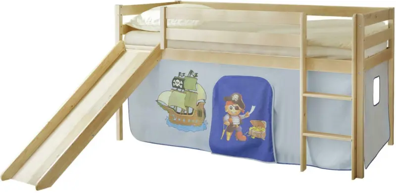 Spielbett 'Manuel',aus Kiefer, blau/kieferfarben