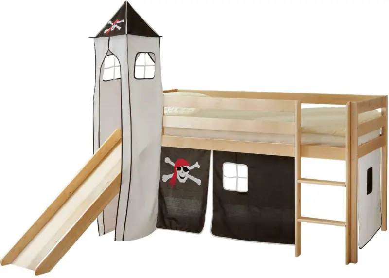 Spielbett 'Kasper',aus Kiefer, schwarz/weiß/kieferfarben