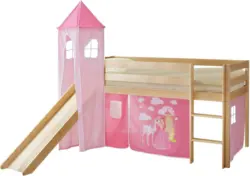 Spielbett 'Kasper',aus Kiefer, kieferfarben/pink