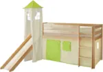 mömax Spielbett 'Kasper',aus Kiefer, grün/kieferfarben/beige
