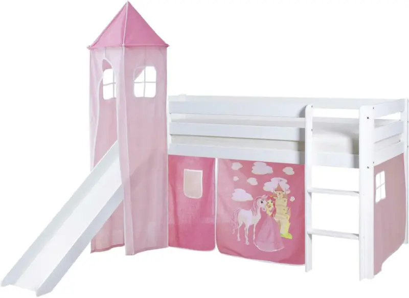 Spielbett 'Kasper',aus Kiefer, weiß/pink