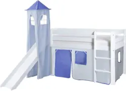 Spielbett 'Kasper',aus Kiefer, weiß/hellblau/dunkelblau
