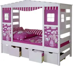 Hausbett 'Lio', aus Kiefer, pink