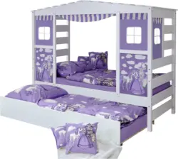 Hausbett 'Lio', aus Kiefer, weiß/flieder