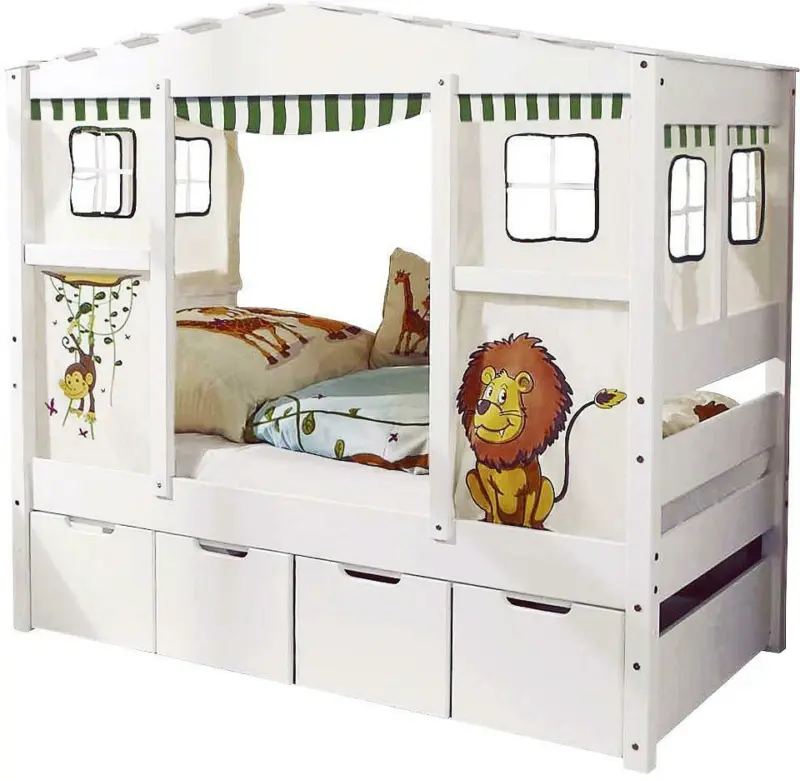 Hausbett 'Lio Mini', aus Kiefer, weiß