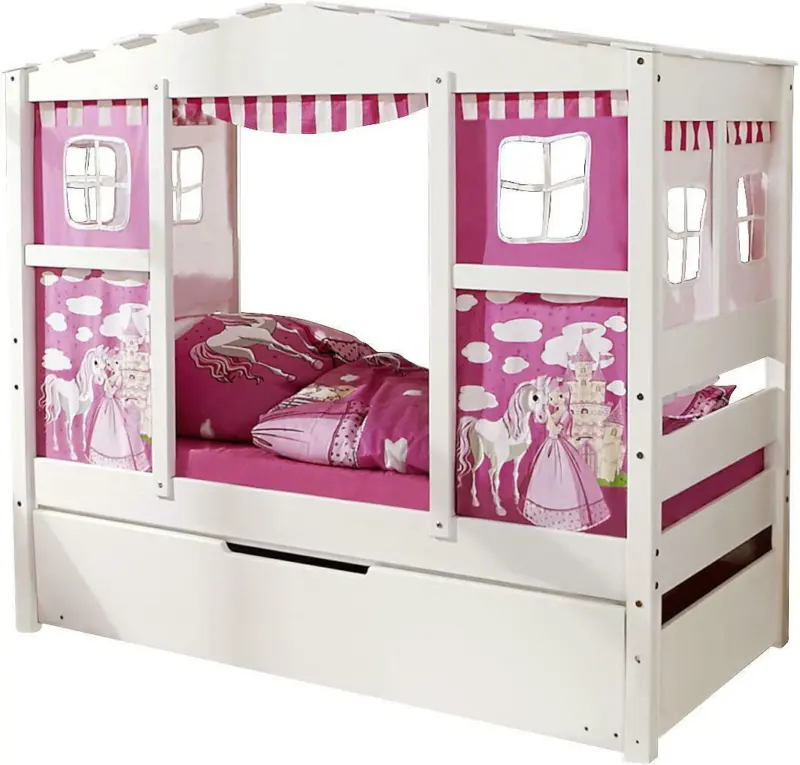 Hausbett 'Lio Mini', aus Kiefer, rosa