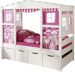 Hausbett 'Lio Mini', aus Kiefer, rosa