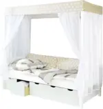 mömax Dornbirn - Ihr Trendmöbelhaus in Dornbirn Himmelbett 'Lino', aus Kiefer, weiß/beige