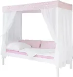 mömax Dornbirn - Ihr Trendmöbelhaus in Dornbirn Himmelbett 'Lino', aus Kiefer, rosa/weiß