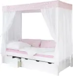 mömax Dornbirn - Ihr Trendmöbelhaus in Dornbirn Himmelbett 'Lino', aus Kiefer, rosa/weiß
