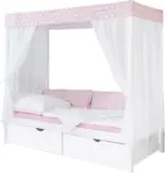 mömax Dornbirn - Ihr Trendmöbelhaus in Dornbirn Himmelbett 'Lino', aus Kiefer, rosa/weiß