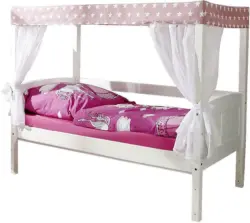 Himmelbett 'Lino Mini', aus Kiefer, rosa/weiß