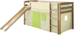 Spielbett 'Theo R',aus Buche, grün/buchefarben/beige