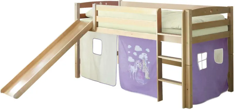 Spielbett 'Theo R', aus Buche, buchefarben/flieder