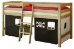 mömax Hochbett 'Tipsi', aus Buche, schwarz/weiß
