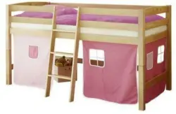 Hochbett 'Tipsi', aus Buche, rosa/hellrosa