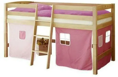 Hochbett 'Tipsi', aus Buche, rosa/hellrosa
