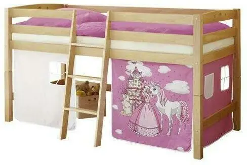 Hochbett 'Tipsi', aus Buche, pink