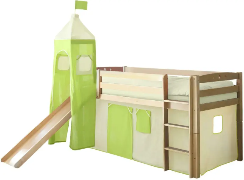 Spielbett 'Toby R', aus Buche, grün/naturfarben/beige