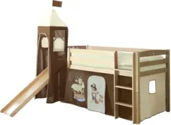 Spielbett 'Toby R', aus Buche, creme/naturfarben/dunkelbraun