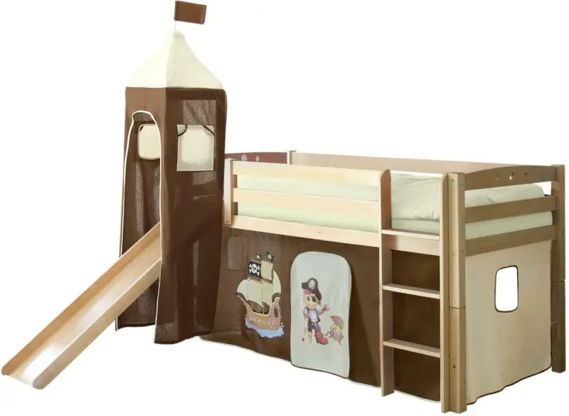 Spielbett 'Toby R', aus Buche, creme/naturfarben/dunkelbraun